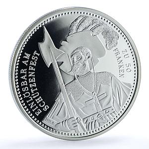 Switzerland 50 francs Schwyz Shooting Festival X#S52 Soldier silver coin 1998