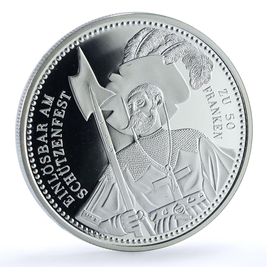 Switzerland 50 francs Schwyz Shooting Festival X#S52 Soldier silver coin 1998 Switzerland 50 francs Schwyz Shooting Festival X#S52 Soldier silver coin 1998