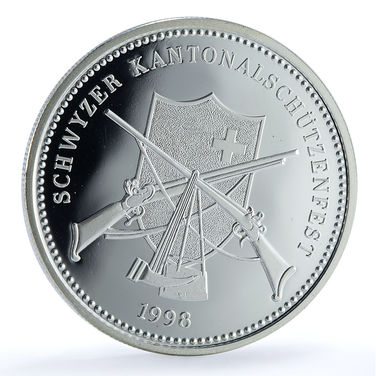 Switzerland 50 francs Schwyz Shooting Festival X#S52 Soldier silver coin 1998 Switzerland 50 francs Schwyz Shooting Festival X#S52 Soldier silver coin 1998