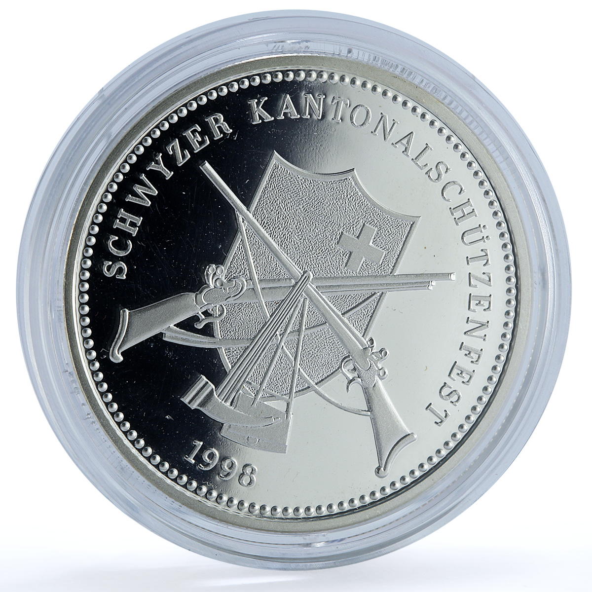 Switzerland 50 francs Schwyz Shooting Festival X#S52 Soldier silver coin 1998 Switzerland 50 francs Schwyz Shooting Festival X#S52 Soldier silver coin 1998