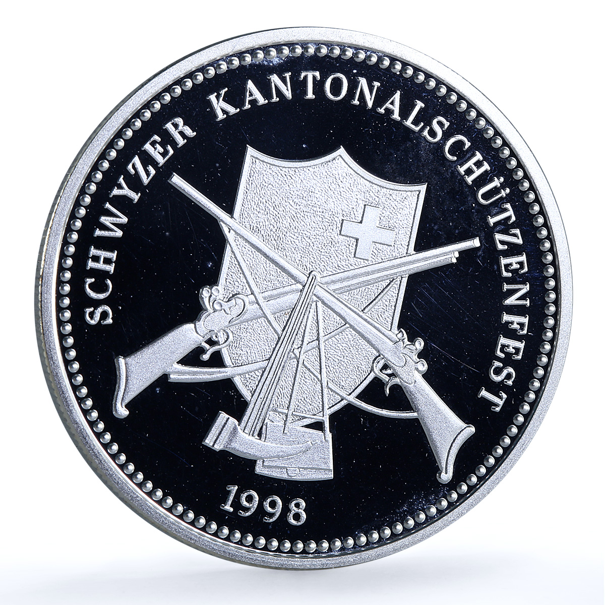Switzerland 50 francs Schwyz Shooting Festival X#S52 Soldier silver coin 1998 Switzerland 50 francs Schwyz Shooting Festival X#S52 Soldier silver coin 1998