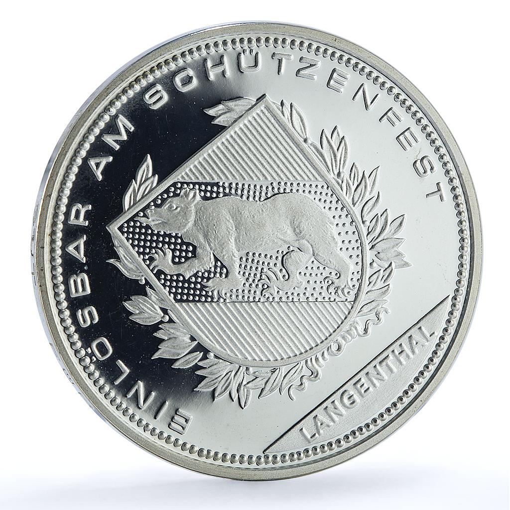 Switzerland 50 francs Langenthal Shooting Festival X#S38 Tell silver coin 1991