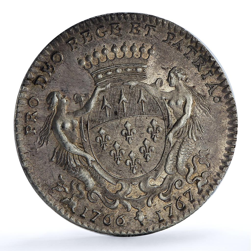 France Louis XV Francois Libault Mayor of Nantes Token Feu- 8926 silver 1767 France Louis XV Francois Libault Mayor of Nantes Token Feu- 8926 silver 1767