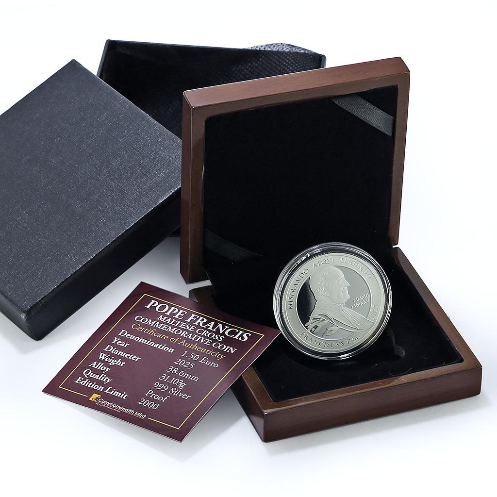 Malta 1,50 euro Pope Francis Death Commemorative proof silver coin 2025 Malta 1,50 euro Pope Francis Death Commemorative proof silver coin 2025