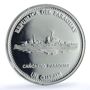 Paraguay 1 guarani Central Bank KM-197 Canonero Ship proof silver coin 2002