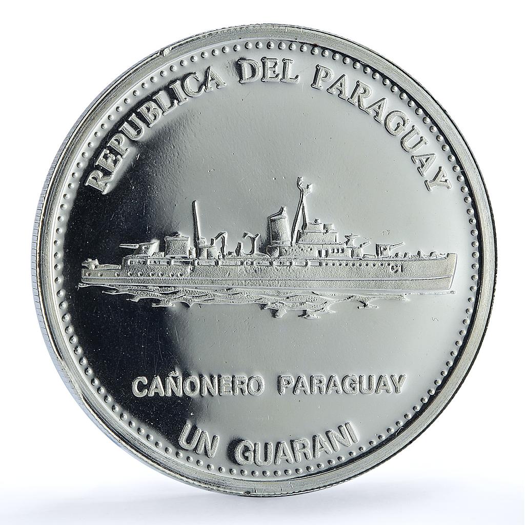 Paraguay 1 guarani Central Bank KM-197 Canonero Ship proof silver coin 2002 Paraguay 1 guarani Central Bank KM-197 Canonero Ship proof silver coin 2002