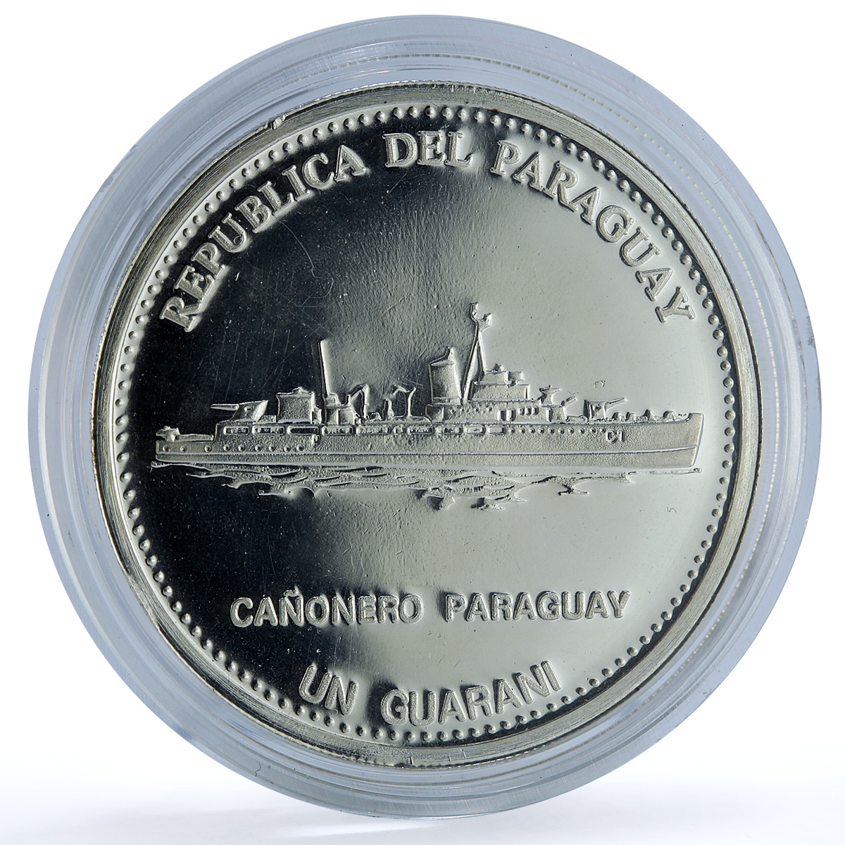 Paraguay 1 guarani Central Bank KM-197 Canonero Ship proof silver coin 2002 Paraguay 1 guarani Central Bank KM-197 Canonero Ship proof silver coin 2002