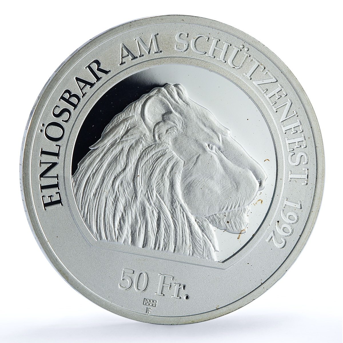 Switzerland 50 francs Dielsdorf Shooting Festival PE X#S40 Lion silver coin 1992 Switzerland 50 francs Dielsdorf Shooting Festival PE X#S40 Lion silver coin 1992