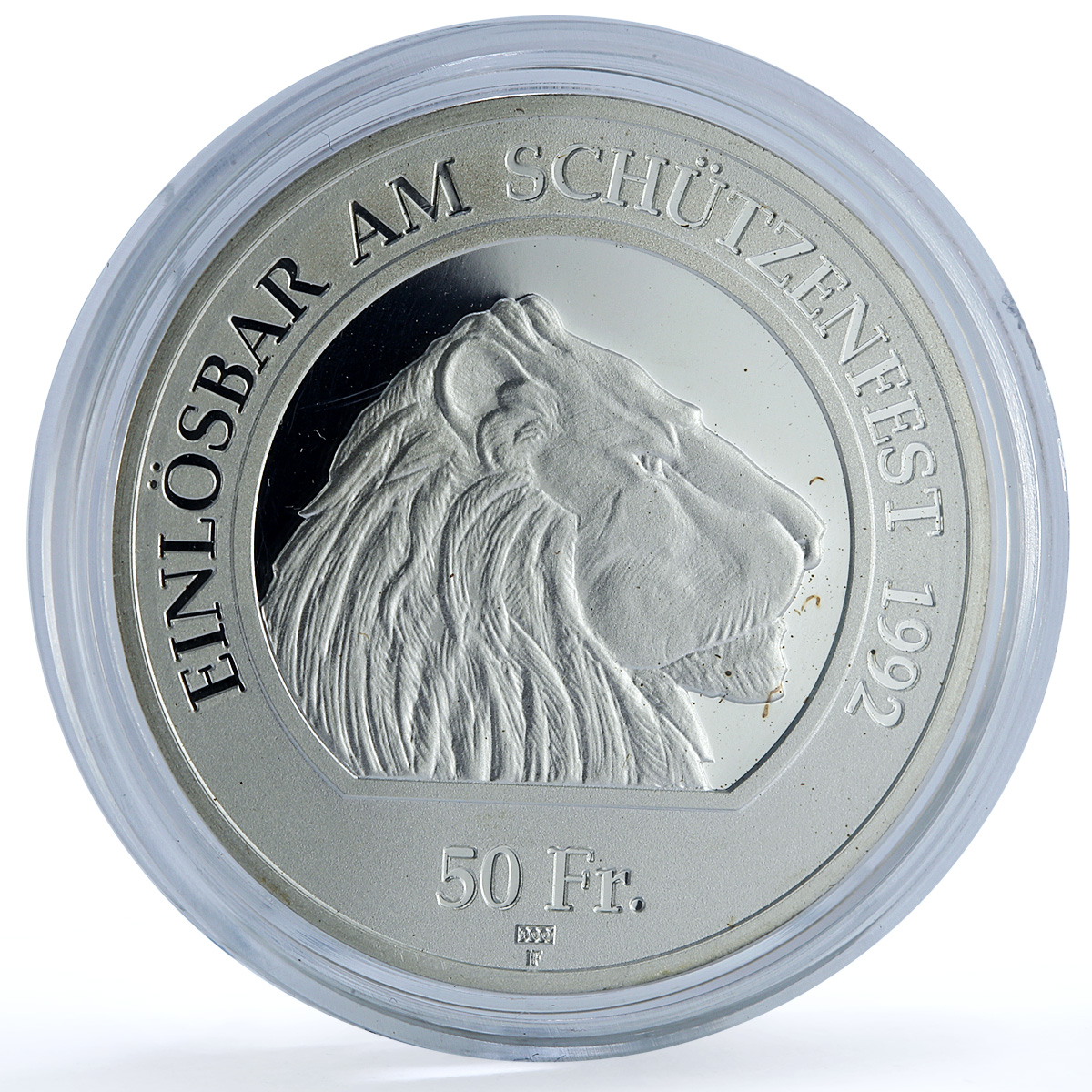 Switzerland 50 francs Dielsdorf Shooting Festival PE X#S40 Lion silver coin 1992 Switzerland 50 francs Dielsdorf Shooting Festival PE X#S40 Lion silver coin 1992