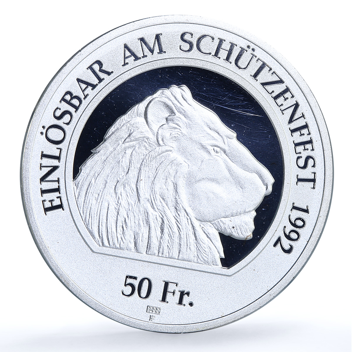 Switzerland 50 francs Dielsdorf Shooting Festival PE X#S40 Lion silver coin 1992 Switzerland 50 francs Dielsdorf Shooting Festival PE X#S40 Lion silver coin 1992