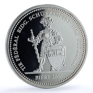 Switzerland 50 francs Biere Shooting Festival X#S59 Soldier silver coin 2000