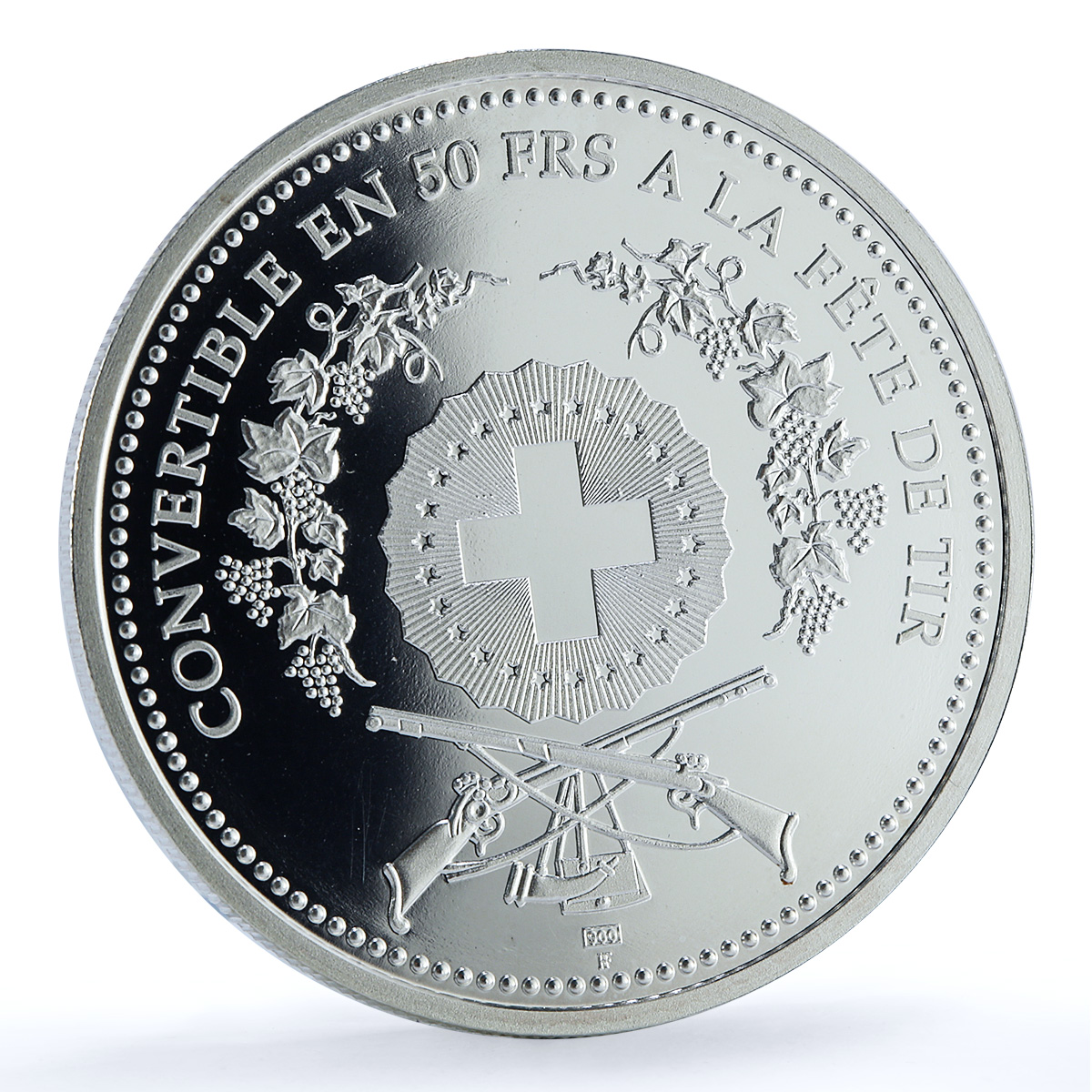 Switzerland 50 francs Biere Shooting Festival X#S59 Soldier silver coin 2000