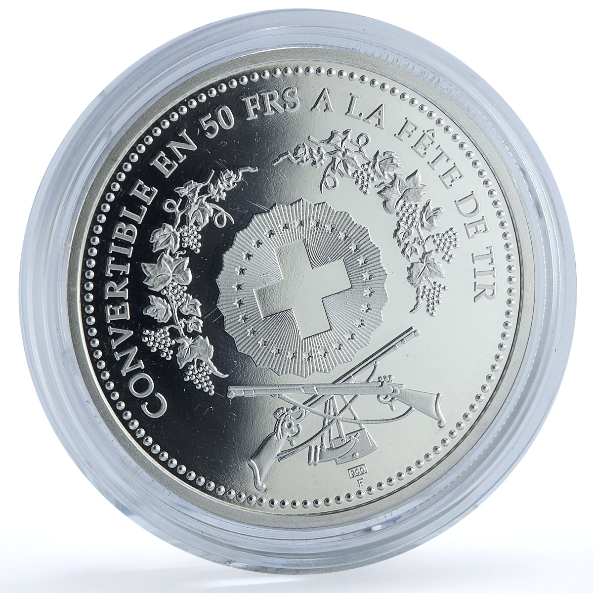 Switzerland 50 francs Biere Shooting Festival X#S59 Soldier silver coin 2000
