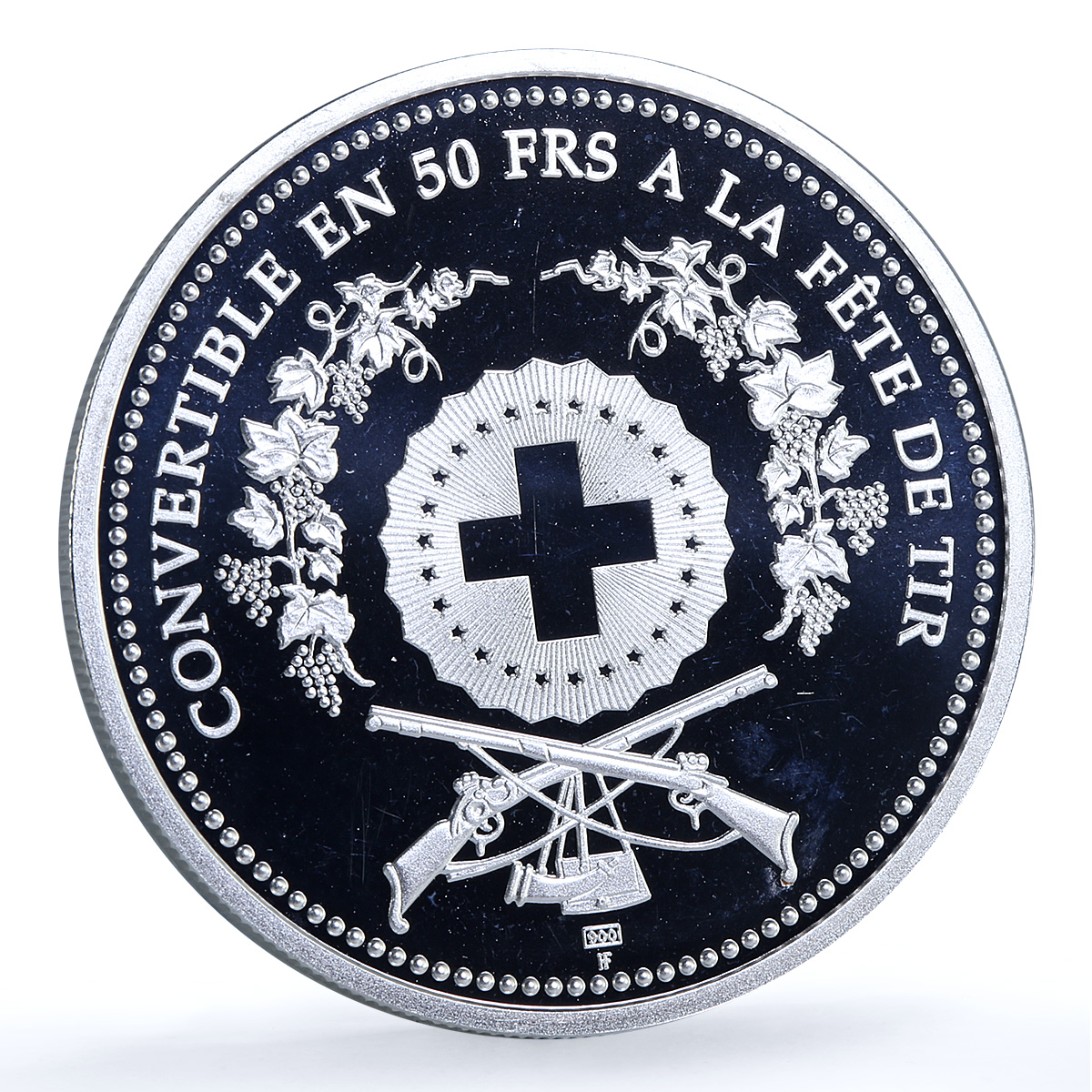 Switzerland 50 francs Biere Shooting Festival X#S59 Soldier silver coin 2000