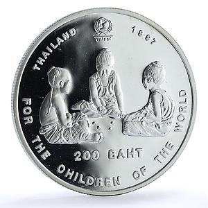 Thailand 200 baht UNICEF Y#379 Children proof silver coin 1997