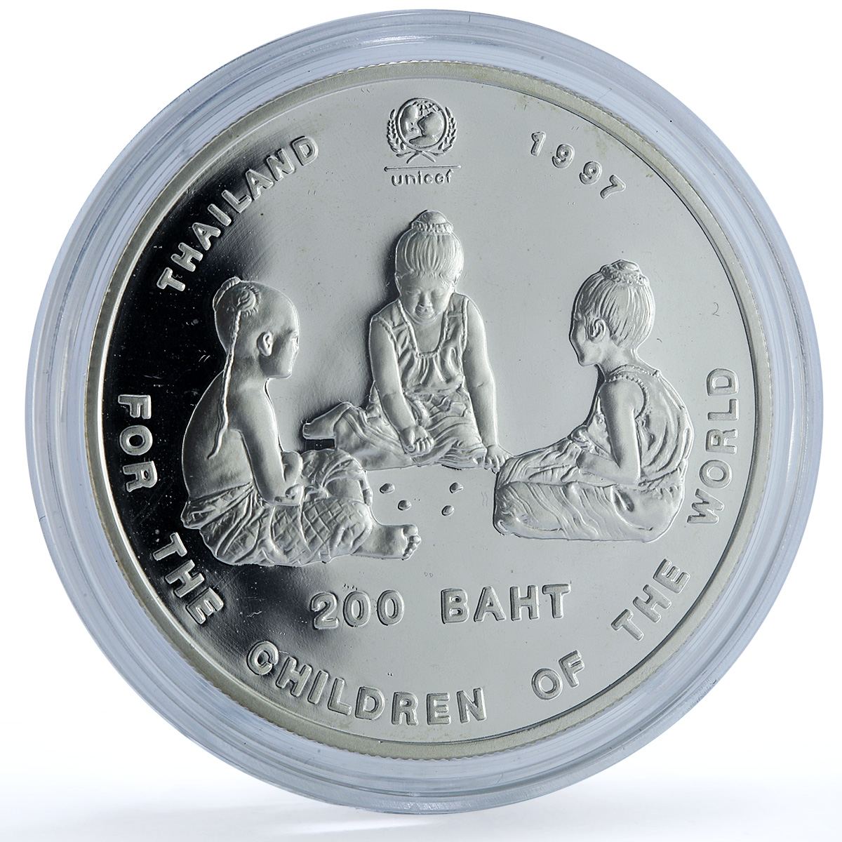 Thailand 200 baht UNICEF Y#379 Children proof silver coin 1997