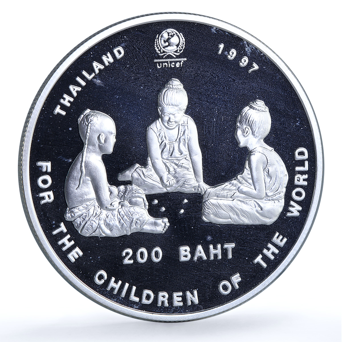 Thailand 200 baht UNICEF Y#379 Children proof silver coin 1997