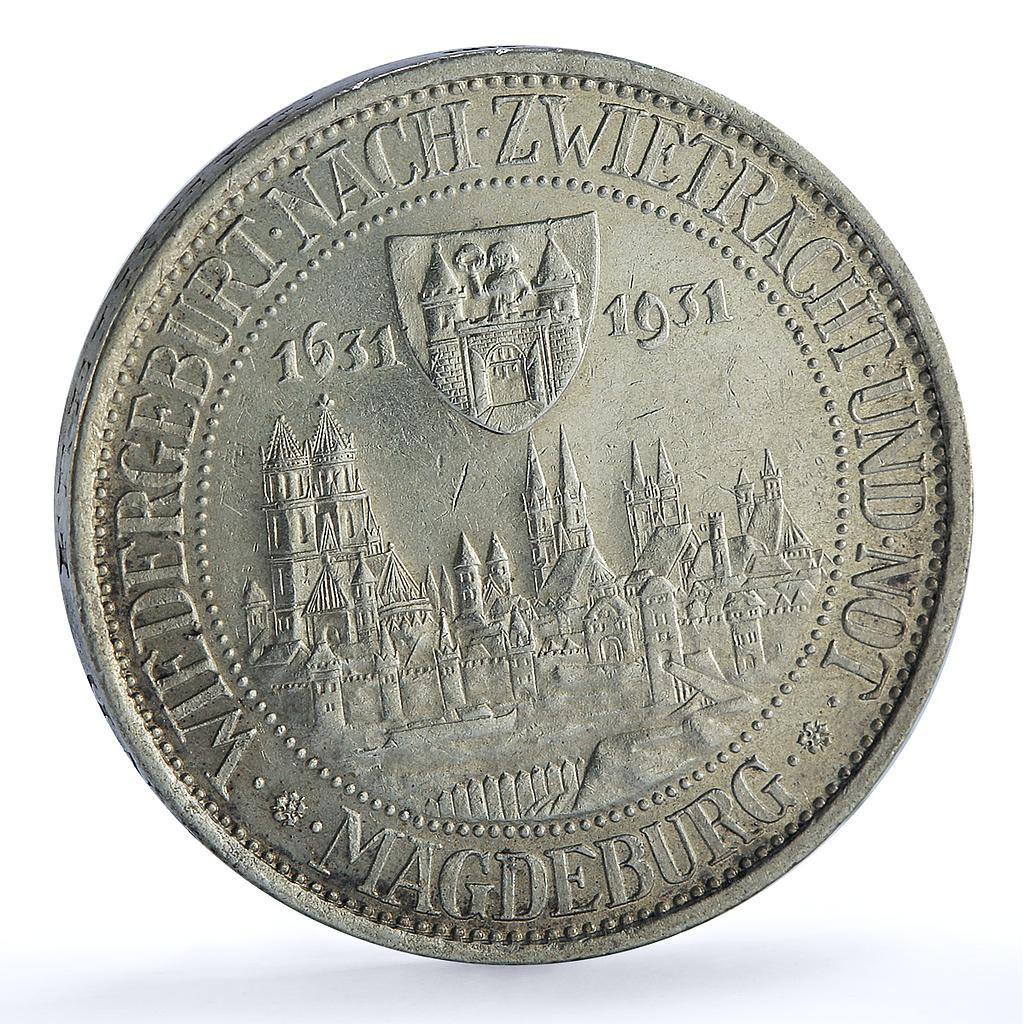 Germany Weimar 3 mark Magdeburg KM-72 J-347 Anniversary City silver coin 1931 Germany Weimar 3 mark Magdeburg KM-72 J-347 Anniversary City silver coin 1931