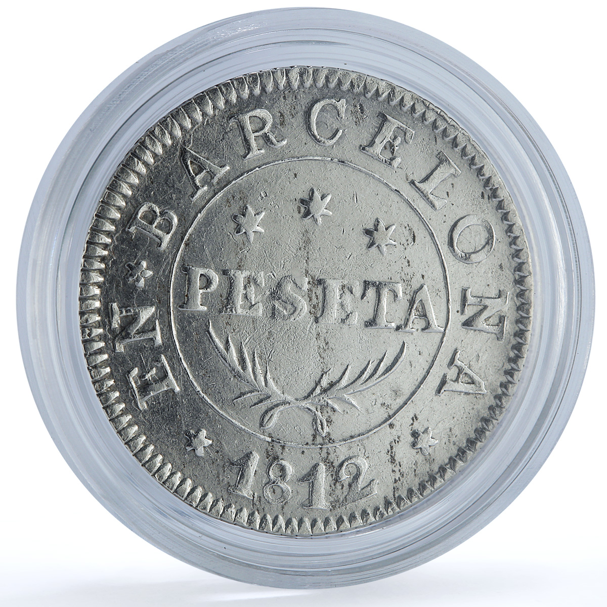 Barcelona Spain 1 peseta Province KM-70 Joseph Bonaparte silver coin 1812 Barcelona Spain 1 peseta Province KM-70 Joseph Bonaparte silver coin 1812