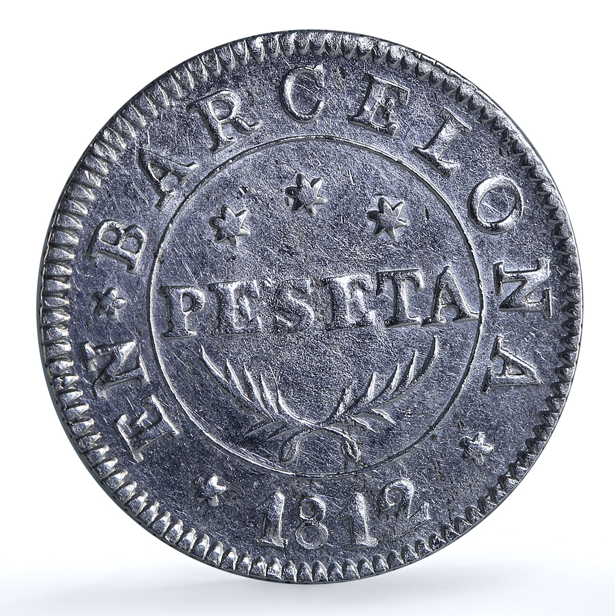 Barcelona Spain 1 peseta Province KM-70 Joseph Bonaparte silver coin 1812 Barcelona Spain 1 peseta Province KM-70 Joseph Bonaparte silver coin 1812