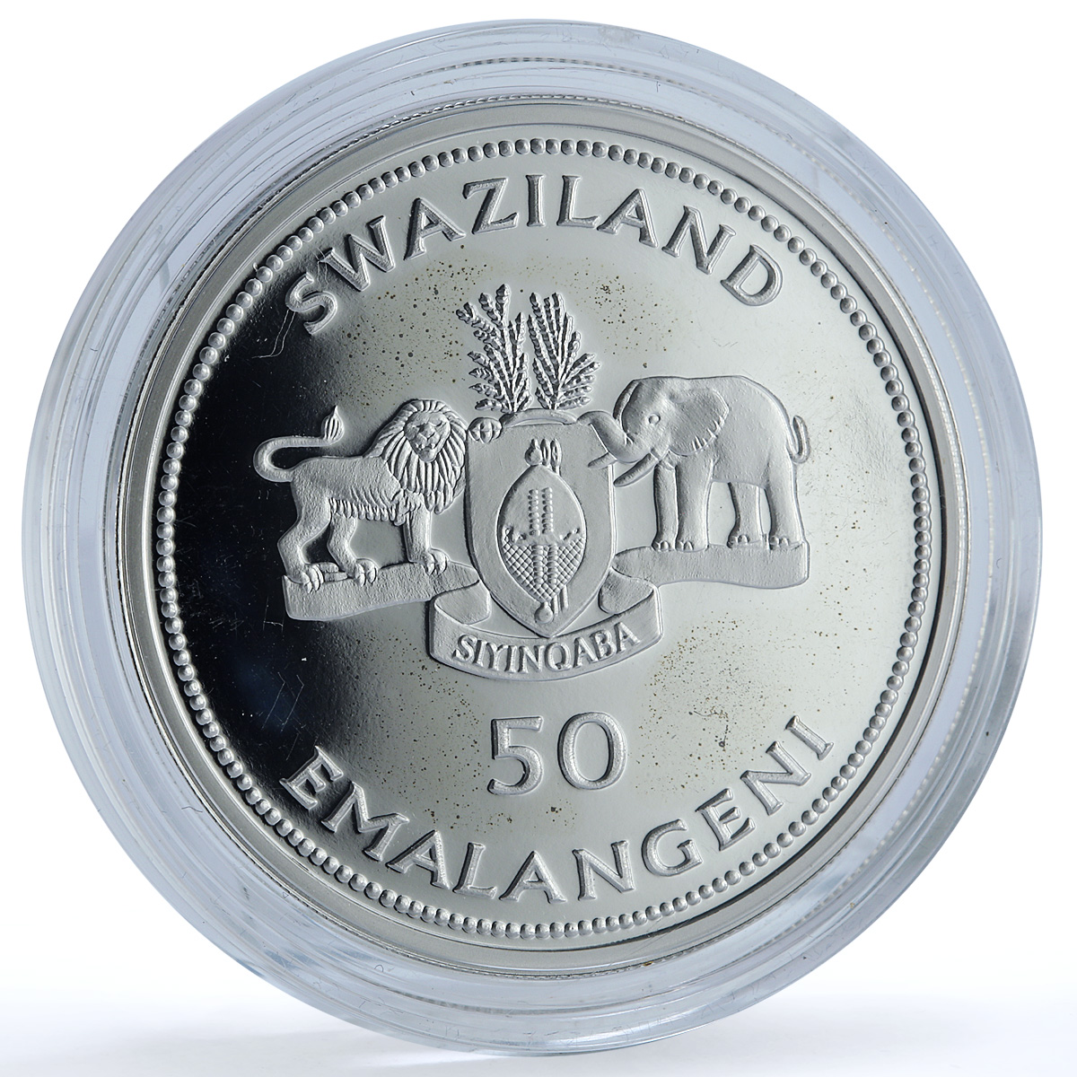 Swaziland 50 emalangeni Independence Gilt KM-20 Mswati III silver coin 1998 Swaziland 50 emalangeni Independence Gilt KM-20 Mswati III silver coin 1998
