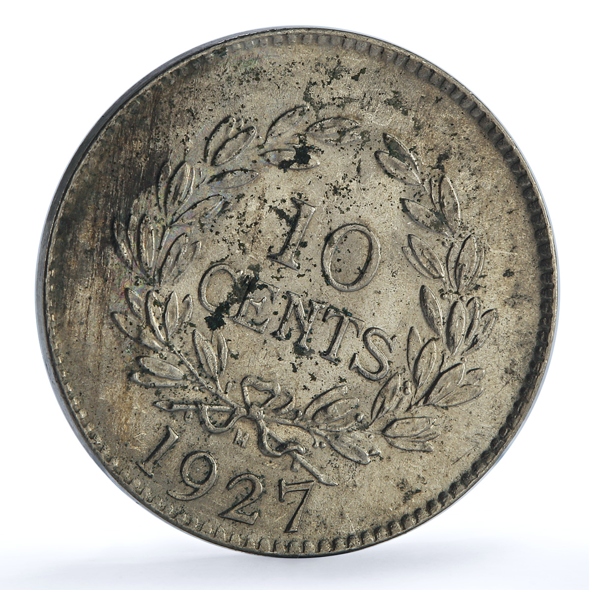 Sarawak British Malaysia 10 cents Charles V Brooke Rajah KM-16 CuNi coin 1927