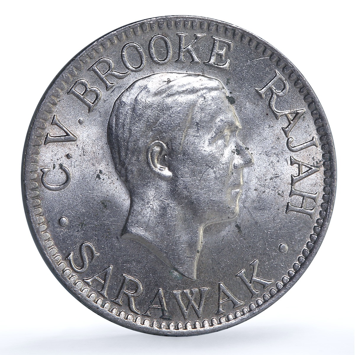 Sarawak British Malaysia 10 cents Charles V Brooke Rajah KM-16 CuNi coin 1927