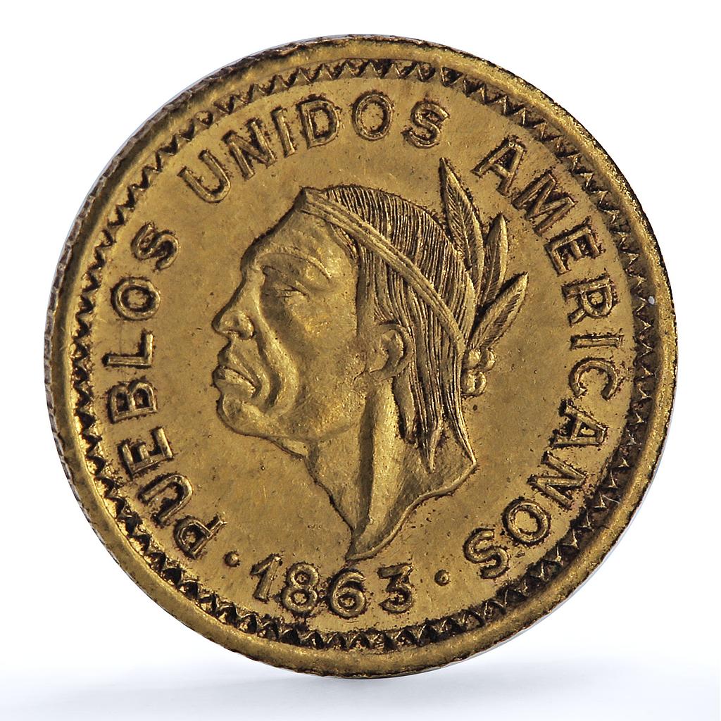 Venezuela 1/2 peso Pueblos Unidos Americanos Medio Peso gold coin 1863 Venezuela 1/2 peso Pueblos Unidos Americanos Medio Peso gold coin 1863