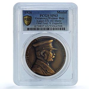 Germany Weimar Zeppelin High Relief Kaiser-451 SP 63 PCGS bronze medal 1924