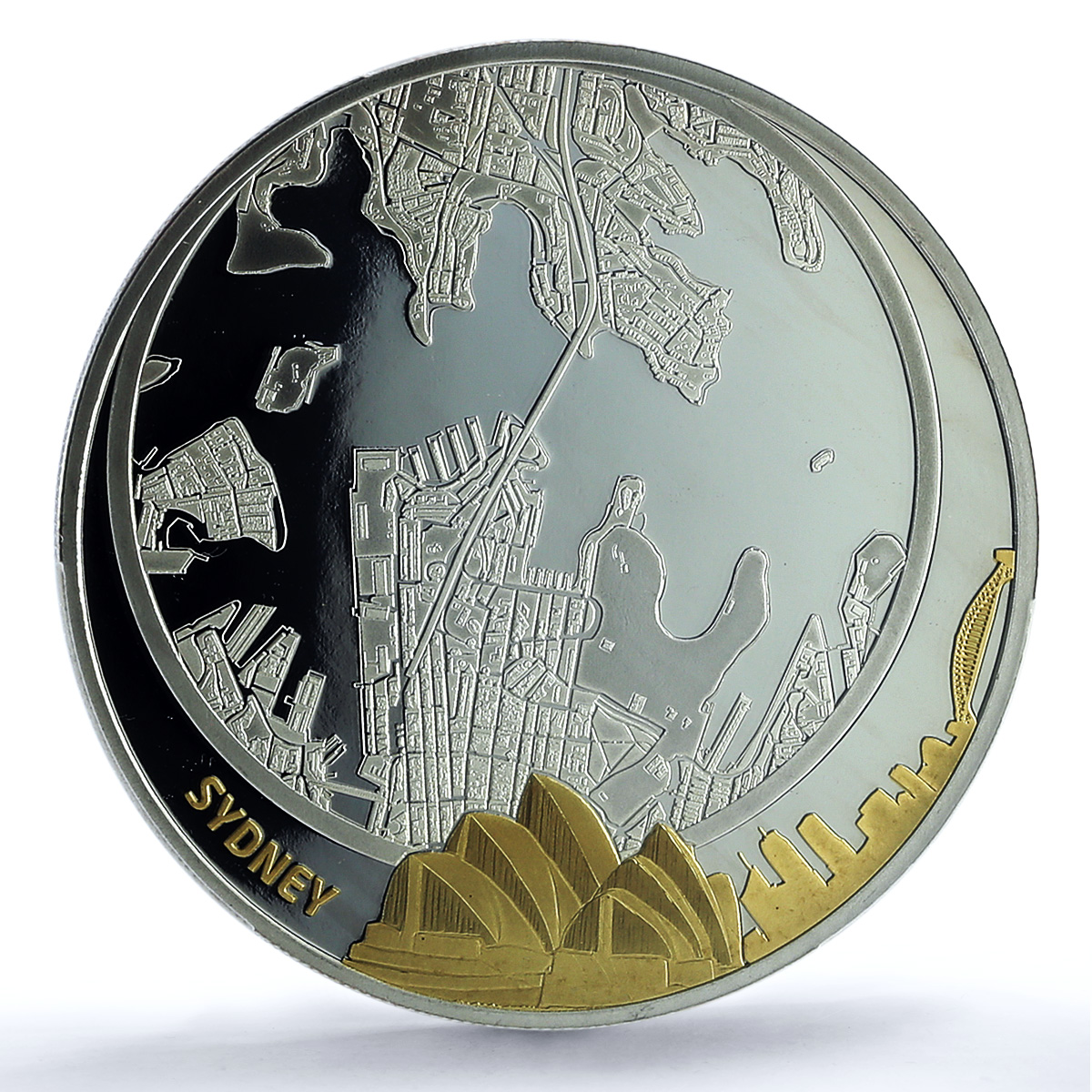 Fiji 5 dollars Sydney Australia Gilt KM-209 City PR70 PCGS 2 oz silver coin 2011