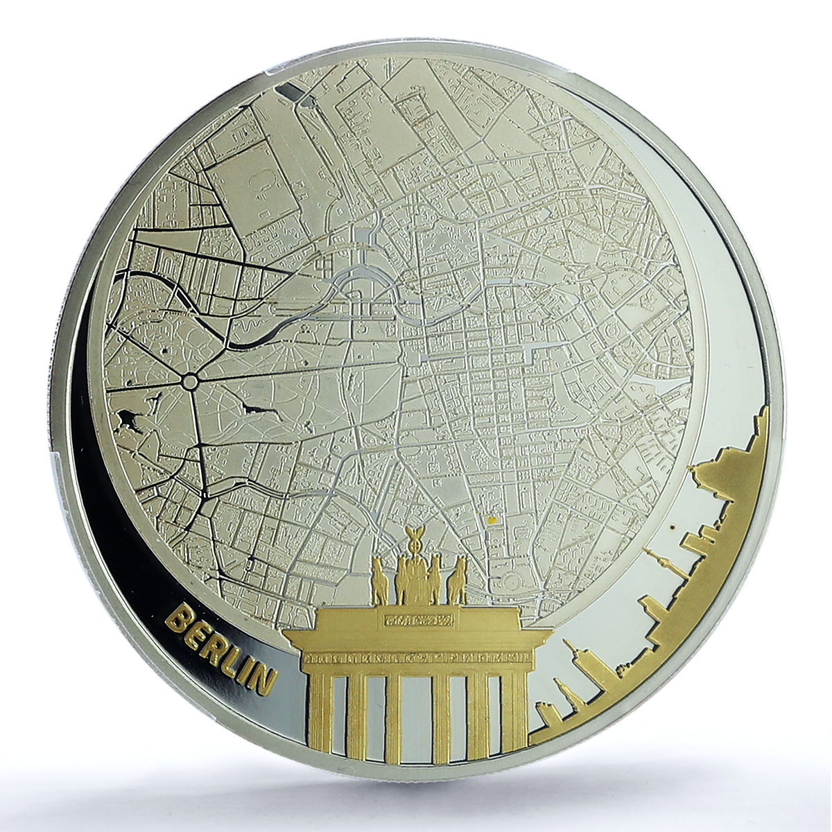Fiji 5 dollars Berlin Germany Gilt KM-210 City PR 69 PCGS 2 oz silver coin 2011 Fiji 5 dollars Berlin Germany Gilt KM-210 City PR 69 PCGS 2 oz silver coin 2011