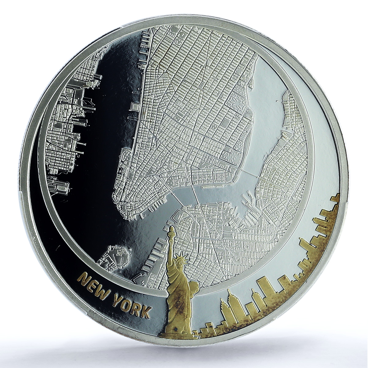 Fiji 5 dollars New York USA Gilt KM-208 City PR 69 PCGS 2 oz silver coin 2011 Fiji 5 dollars New York USA Gilt KM-208 City PR 69 PCGS 2 oz silver coin 2011