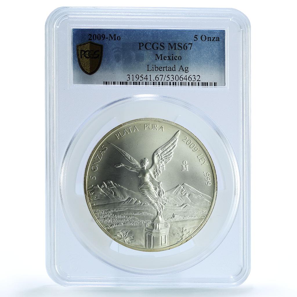 Mexico 5 onzas Libertad Angel of Independence KM-615 MS 67 PCGS silver coin 2009 Mexico 5 onzas Libertad Angel of Independence KM-615 MS 67 PCGS silver coin 2009