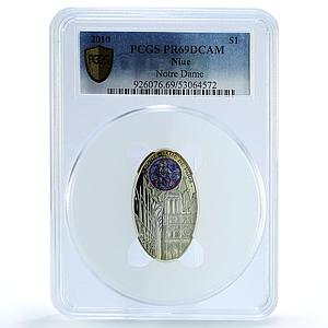 Niue 1 dollar Notre Dame Cathedral KM-402 Gothic PR 69 PCGS silver coin 2010