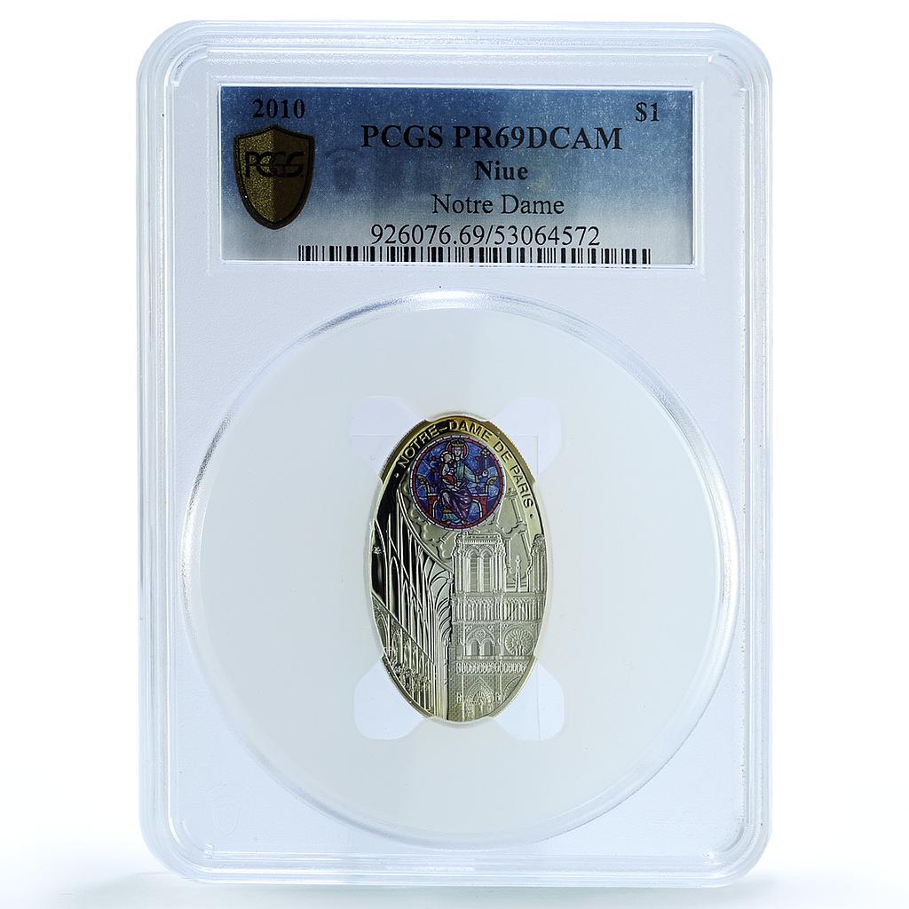 Niue 1 dollar Notre Dame Cathedral KM-402 Gothic PR 69 PCGS silver coin 2010