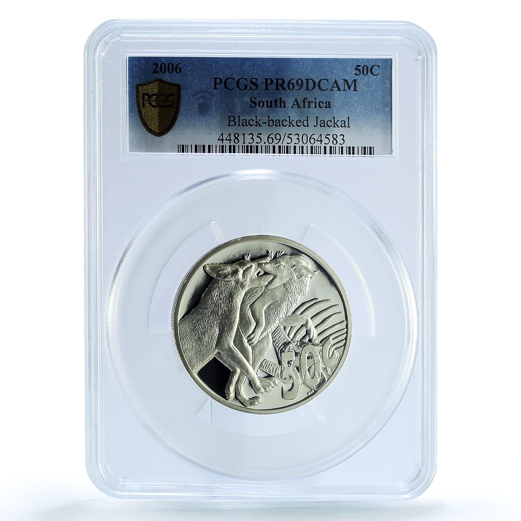 South Africa 50 cents Jackal KM-319 Wildlife Fauna Dog PR 69 PCGS Ag coin 2006 South Africa 50 cents Jackal KM-319 Wildlife Fauna Dog PR 69 PCGS Ag coin 2006