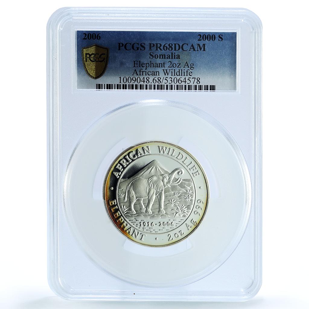 Somalia 2000 shillings Elephant KM-199 Wildlife PR 68 PCGS silver coin 2006 Somalia 2000 shillings Elephant KM-199 Wildlife PR 68 PCGS silver coin 2006