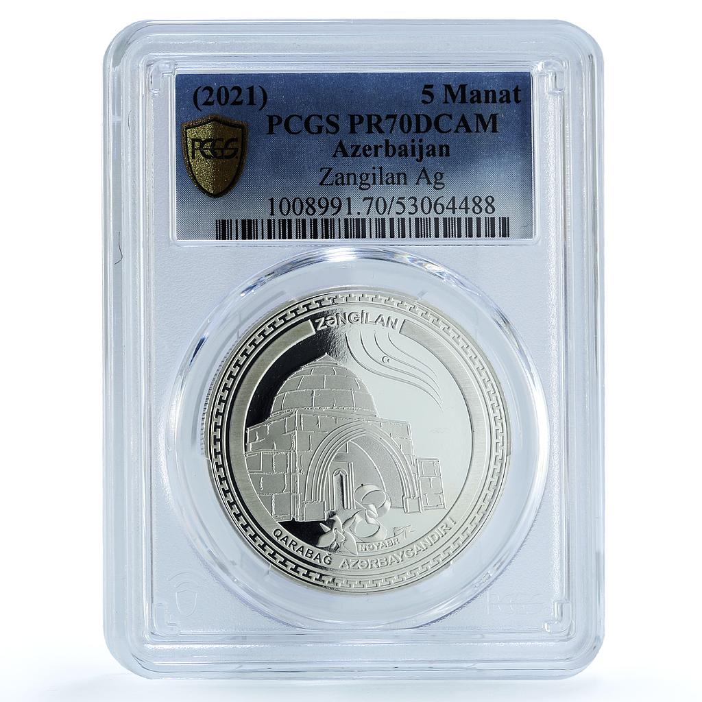 Azerbaijan 5 manat Zangilan KM-98 Karabakh War Victory PR 70 PCGS Ag coin 2021 Azerbaijan 5 manat Zangilan KM-98 Karabakh War Victory PR 70 PCGS Ag coin 2021