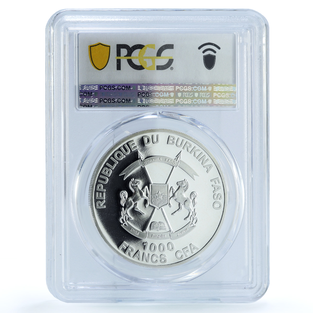 Burkina Faso 1000 francs Berlin Wall Fall KM-22 PL 69 PCGS silver coin 2014