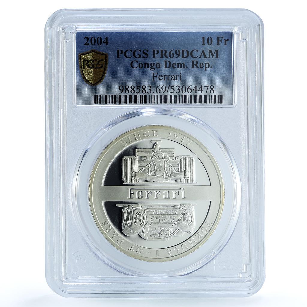 Congo Democratic 10 francs Ferrari KM-143 Bolid Car PR 69 PCGS silver coin 2004