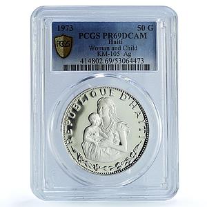 Haiti 50 gourdes Woman and Child KM-105 PR 69 PCGS silver coin 1973