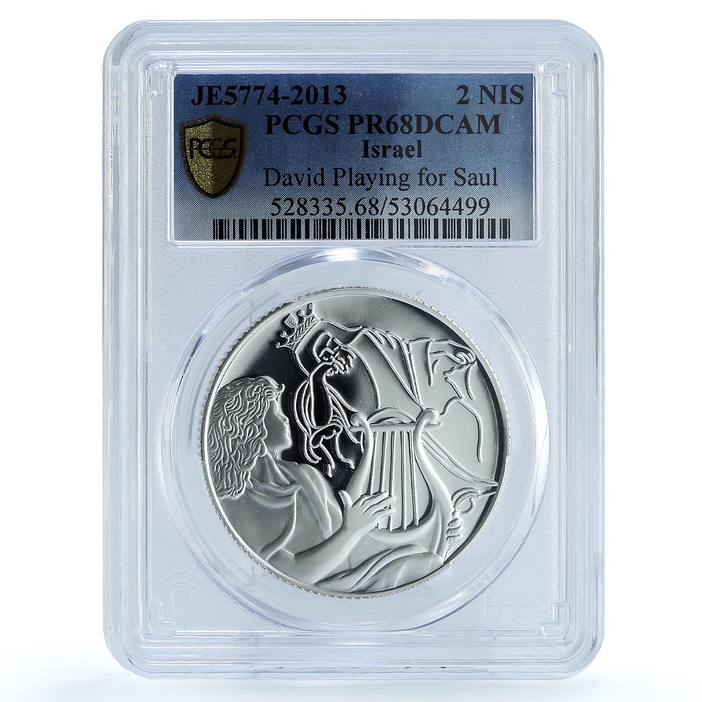 Israel 2 sheqalim David Saul KM-516 Biblical Art PR 68 PCGS silver coin 2013 Israel 2 sheqalim David Saul KM-516 Biblical Art PR 68 PCGS silver coin 2013