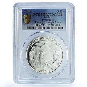 Malawi 5 kwacha Pyramids KM-169 Journey Africa Camel PR 70 PCGS silver coin 2006