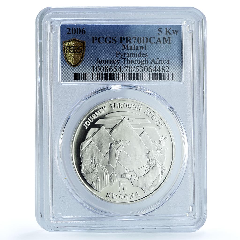 Malawi 5 kwacha Pyramids KM-169 Journey Africa Camel PR 70 PCGS silver coin 2006