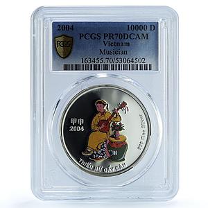 Vietnam 10000 dong Girl Playing Music S-149 Musician PR 70 PCGS silver coin 2004