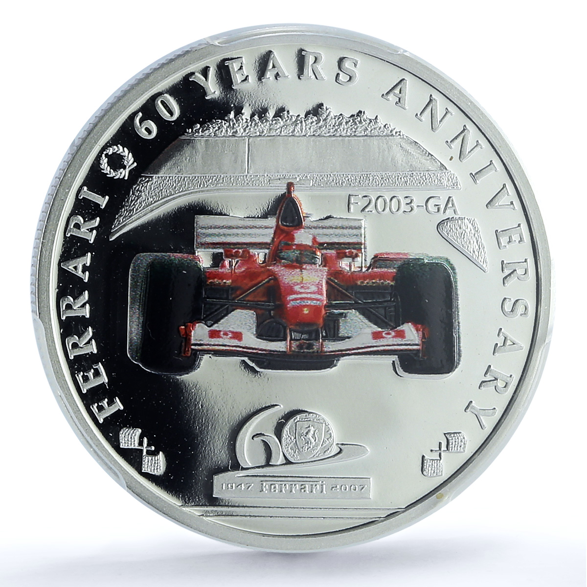 Palau 2 dollars Ferrari F2003-GA Anniversary Car PR 69 PCGS silver coin 2007 Palau 2 dollars Ferrari F2003-GA Anniversary Car PR 69 PCGS silver coin 2007
