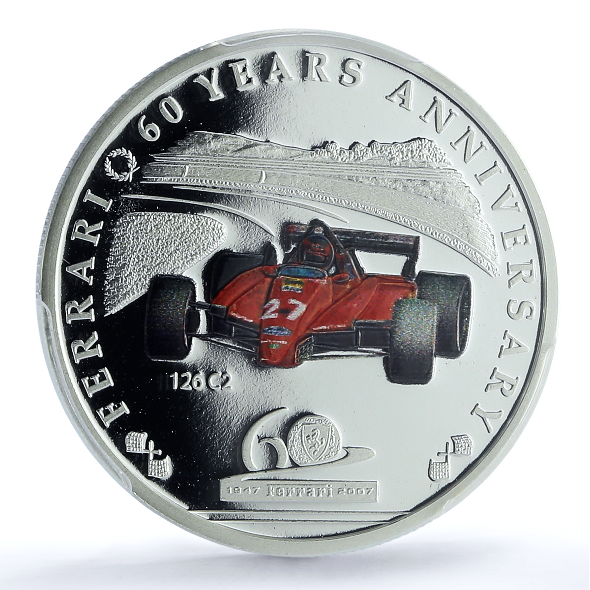 Palau 2 dollars Ferrari 126 C2 Anniversary Car PR 69 PCGS silver coin 2007
