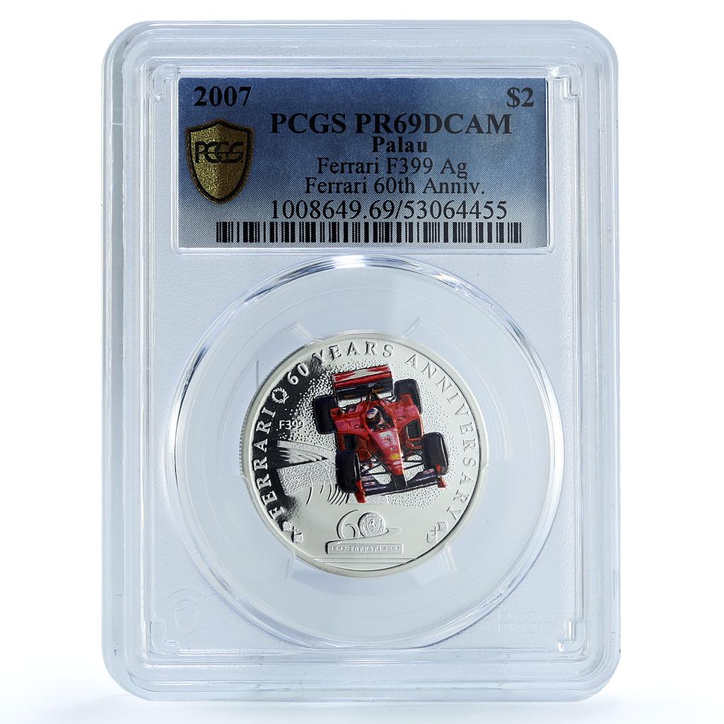 Palau 2 dollars Ferrari F399 Anniversary Car PR 69 PCGS silver coin 2007