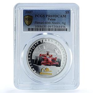 Palau 5 dollars Ferrari KM-122 Anniversary Car PR 69 PCGS silver coin 2007