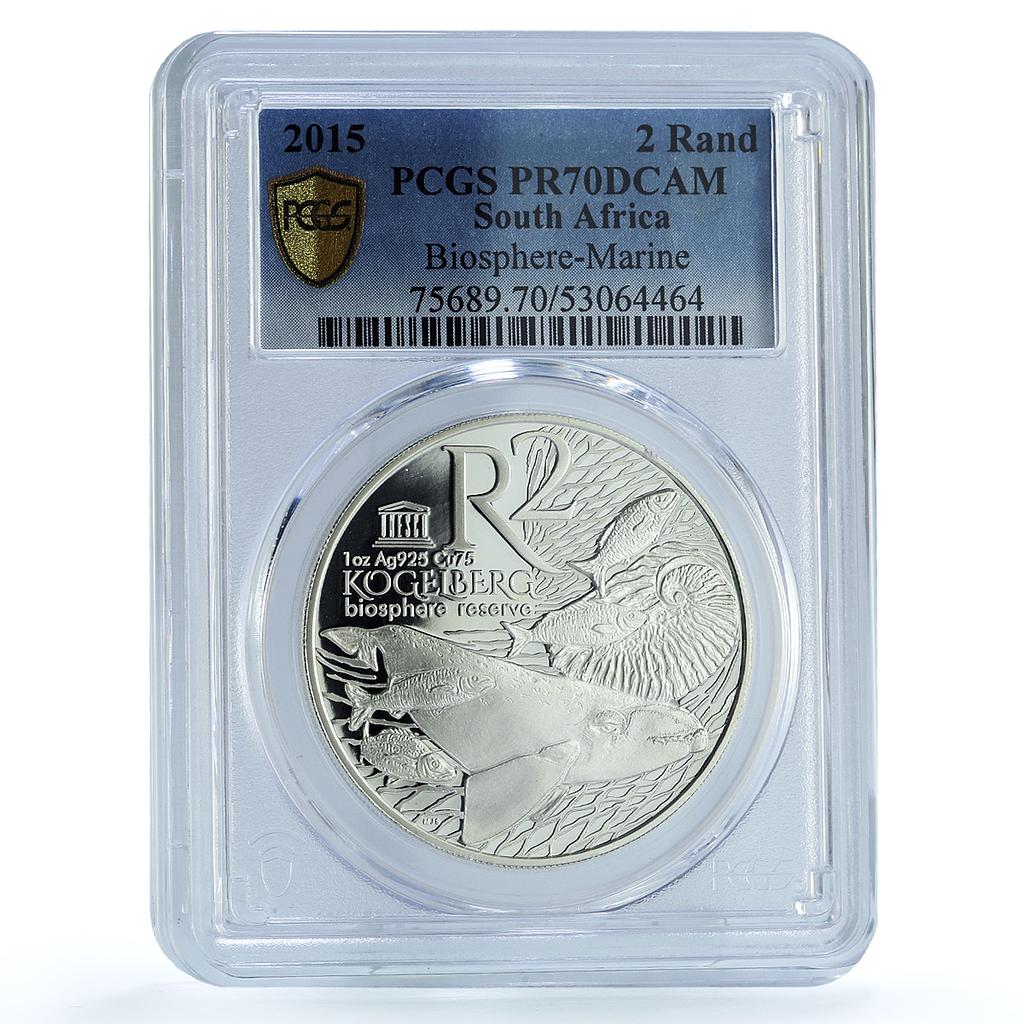 South Africa 2 rand Kogelberg Marine Whale Fish PR 70 PCGS silver coin 2015 South Africa 2 rand Kogelberg Marine Whale Fish PR 70 PCGS silver coin 2015